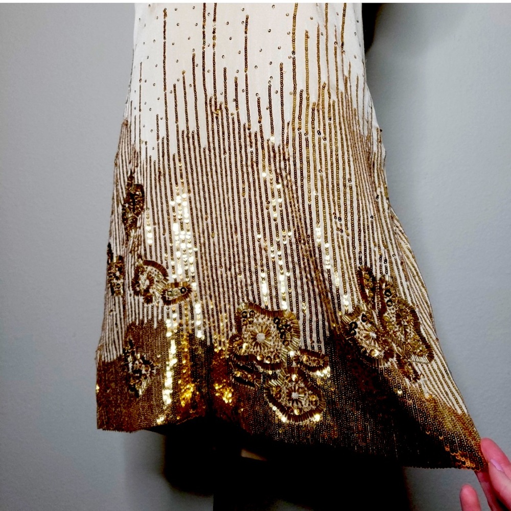HALSTON Heritage slip silk mini dress with sequins